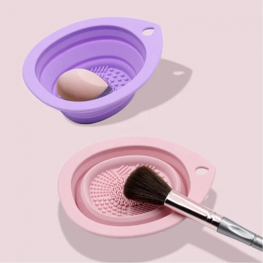 Silicone Makeup Brush Cleaner Foldable Cosmetic Brush Cleaning Bowl Powder Puff Beauty Sponge Washing Mat Brushes Scrubber Pad