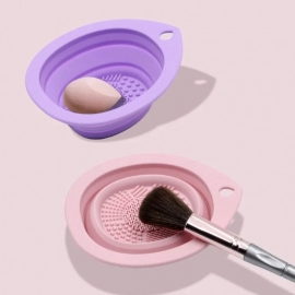 Silicone Makeup Brush Cleaner Foldable Cosmetic Brush Cleaning Bowl Powder Puff Beauty Sponge Washing Mat Brushes Scrubber Pad