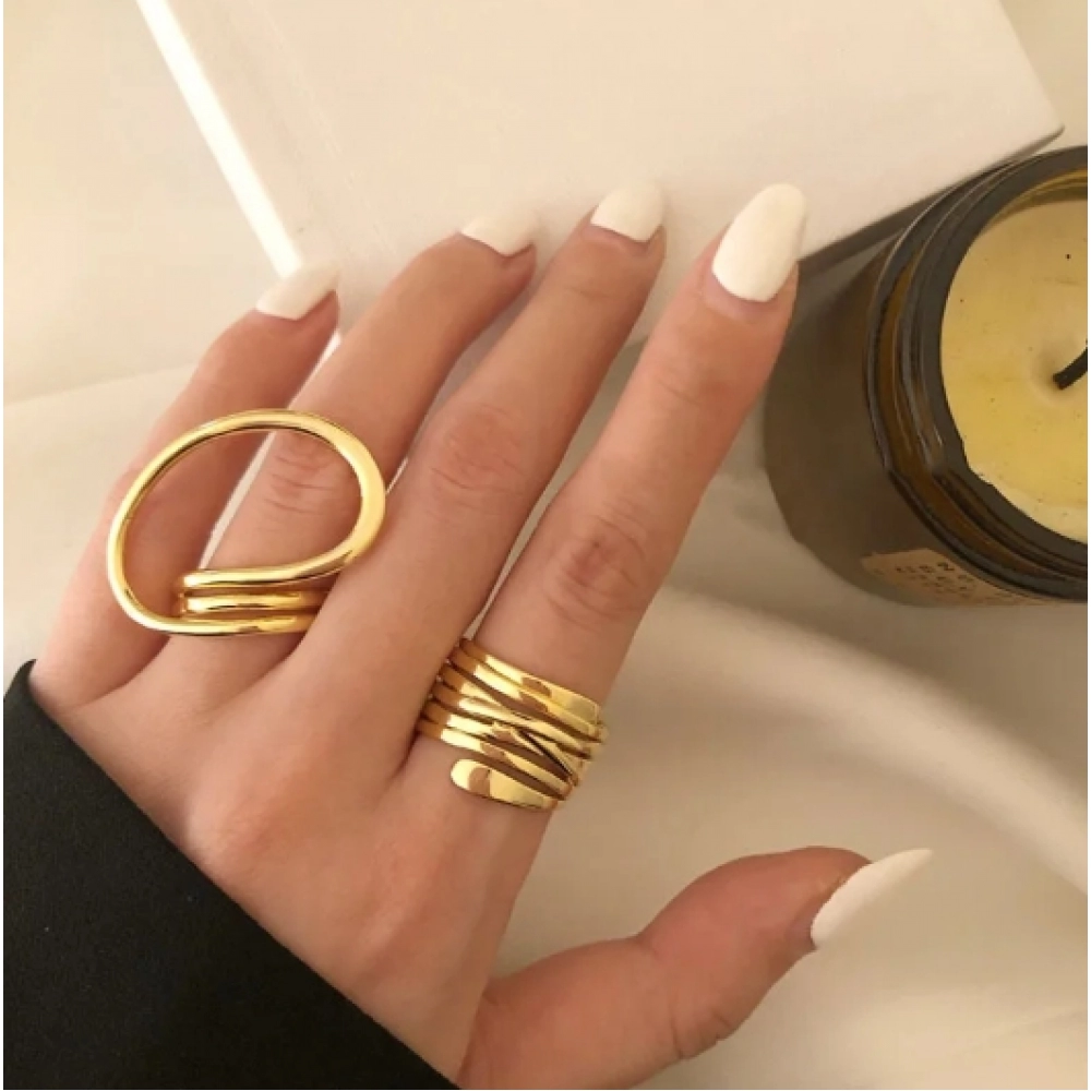 New Fashion Trend Unique Design Elegant Delicate Exaggerated Lines Ring Women Jewelry Wedding Party Premium Gift Wholesale