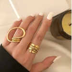 New Fashion Trend Unique Design Elegant Delicate Exaggerated Lines Ring Women Jewelry Wedding Party Premium Gift Wholesale