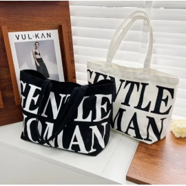 Summer New Fashion Korean Edition Simple Canvas Shoulder Bag Large Capacity Tote Letter Big Cloth Bag