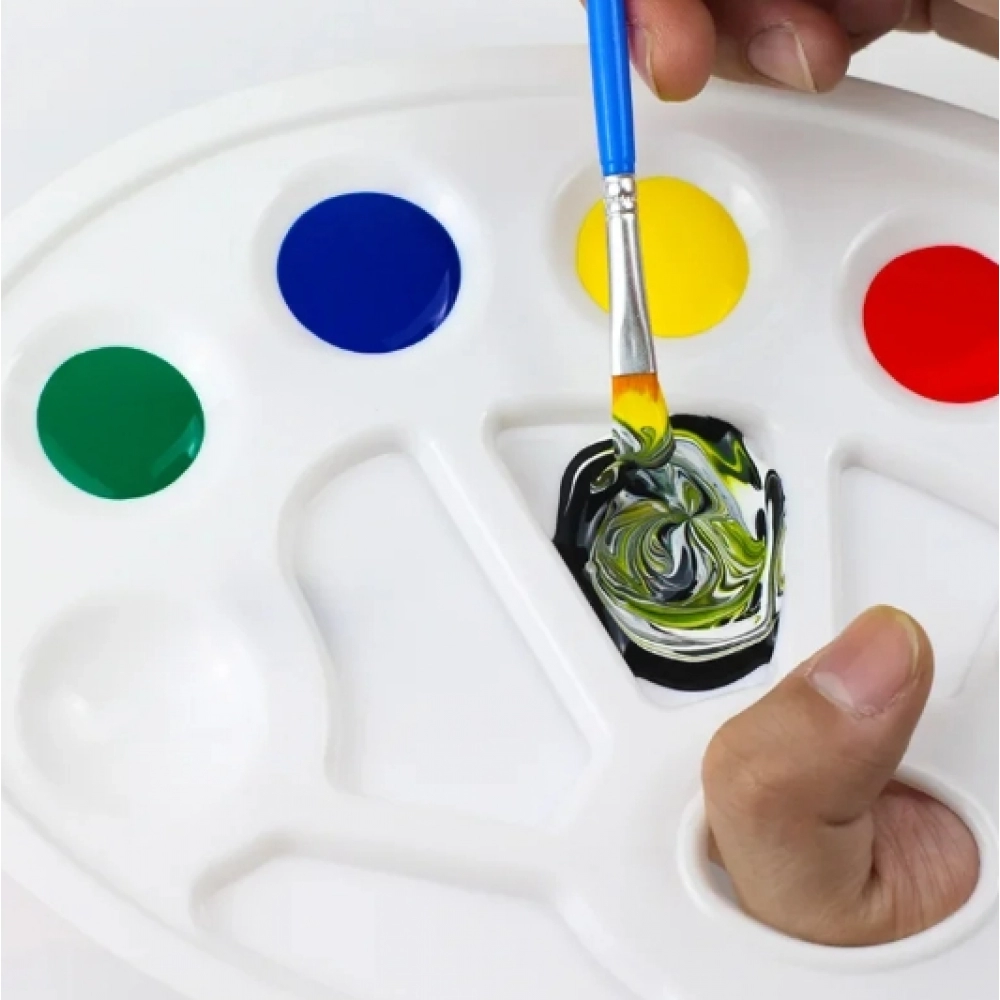 White Painting Supplies Alternatives Paint Pigment Tray Round Palette Plastic Palette Watercolor Art Paint Tray