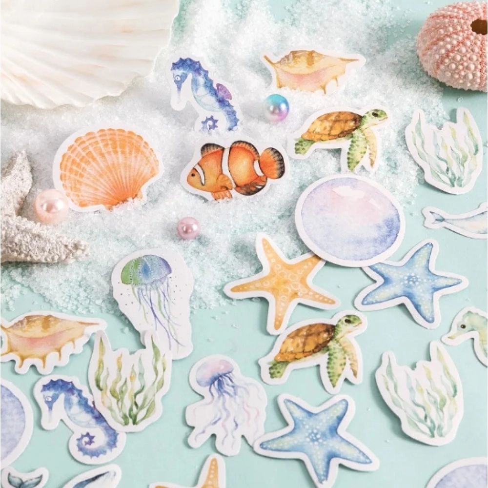 46 Pcs Ocean Stickers Cute Sea Animal Art Stickers For Scrapbooking Craft Supplies