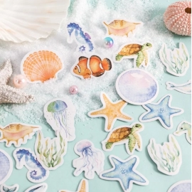 46 Pcs Ocean Stickers Cute Sea Animal Art Stickers For Scrapbooking Craft Supplies